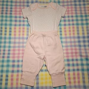 MULTIPLE BRANDs 💐 Dusty Pink Trim Floral Bodysuit Onesie 'n Dusty Pink Pants 3M